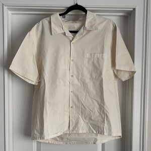 Les Tien Men's Beige Short Sleeve Button Down Shirt